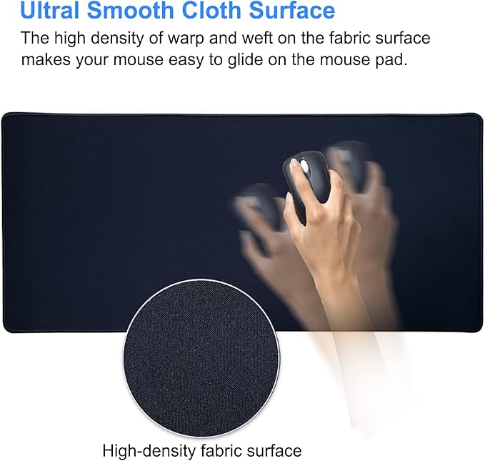 Gaming Mouse Pad,Hosimoln Large Mouse Pad Size 31.5x11.8 Thickness 0.12 inches,Premium-Textured Non-Slip & Waterproof Computer Mousepad with Stitched Edges for Gaming, Office & Home-80x30 Black001