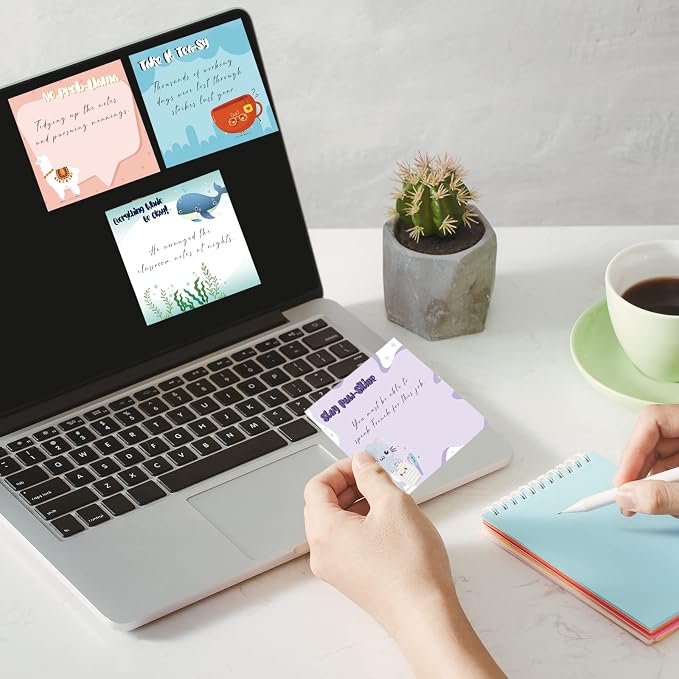 12 Pcs Fun Inspirational Sticky Notes 3 x 3 Inch Motivational Notepads Cute Post Positive Appreciation Sticky Notes Positive Gifts for Teacher Nurse Coworkers Studying Supplies(Vivid Style)