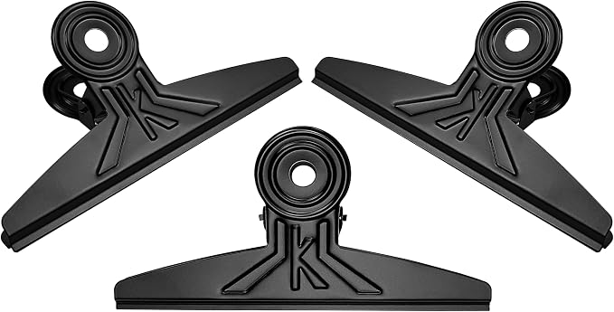3 Pack Extra Large Bulldog Clips 7.9 Inches Jumbo Bull Binder Paper Clip Clamps for Crafts, Paper, Food Bags, Drawings, Photos at Home, Office, School (Black, 20cm)
