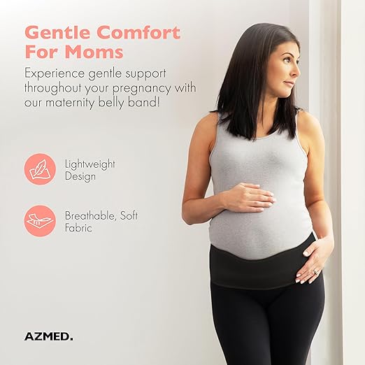 AZMED Maternity Belt Back Support - Adjustable Abdominal Binder for Pregnancy - Belly Band for Pelvic, Waist & Lower Back Comfort - Fits Up to 46 Inches - Black