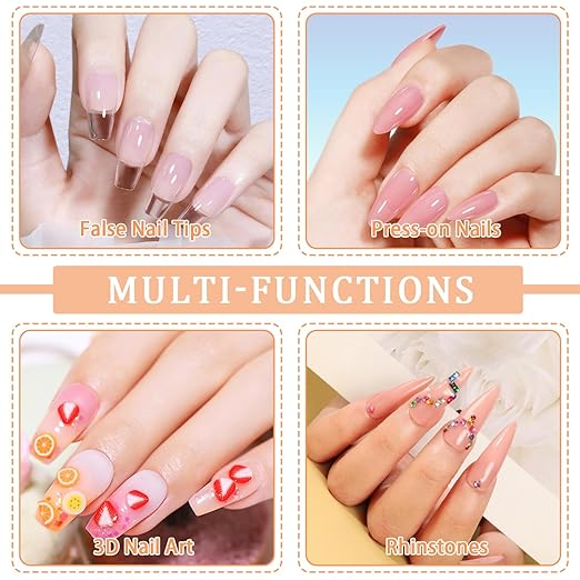 Solid Nail Glue Gel for Press On Nails Fake Nails Strong Clear Nail Tips Hard Gel for False Nails Nail Art DIY Home, UV Light Cured (Solid Glue for False Nail Tips, 5ml)