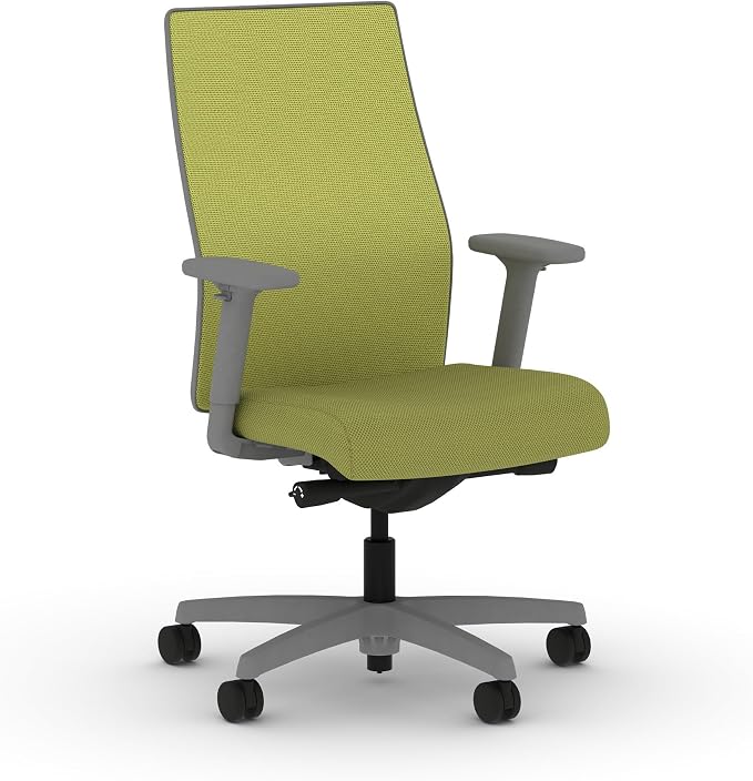 HON Ignition 2.0 Mid Back Task Chair, Spectrum Mesh, Advanced Synchro-Tilt Control, Office Chair with Lumbar Support, Height and Width Adjustable Arms, Titanium Frame, Pear | Ergonomic office desk chair with lumbar support, adjustable arms, office deco...