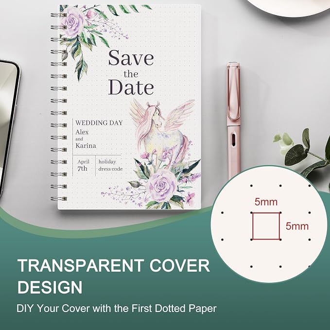 EMSHOI Lined Spiral Journal Notebook, 300 Pages, A5 Size (5.7'' x 8.2'') | College Ruled, 100 GSM Thick Paper, Flexible Plastic Cover, for School, Writing, Work, Office & Journaling (Transparent)