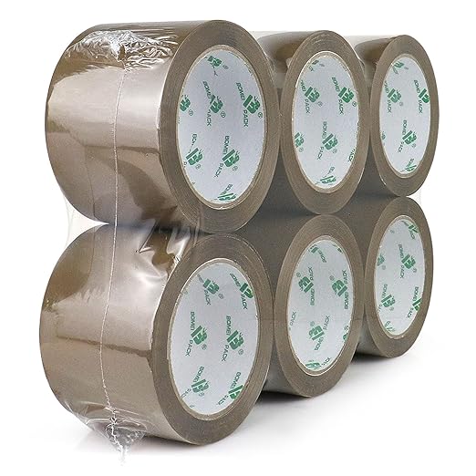 BOMEI PACK Brown Packing Tape 3 inch Wide, Heavy Duty Brown Packing Tape Refills for Moving Boxes, Shipping and Storage, 2.7 Mil x 60 Yards