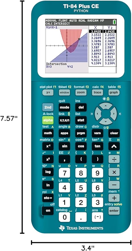 TI-84 Plus CE Graphing Calculator, Trinomial Teal