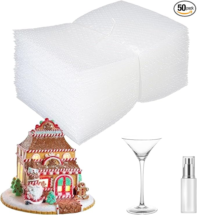50Pcs Bubble Pouche Wrap, 8”x12” Bubble Bags for Shopping, Double Wall Bubble Cushioning Wrap Bags for Mailing Packing, Moving and Storage Fragile China Dishes Electronic Item