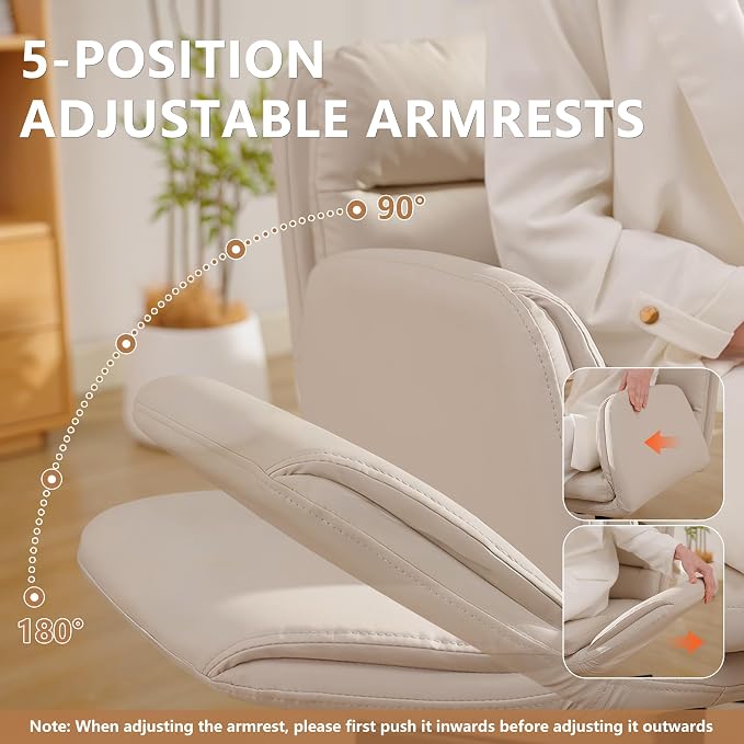 Criss Cross Chair with Flip-Up Arms & Swivel Wheels, Vanity Chair with Adjustable Height & Side Pockets, Comfortable Wide Seat Reclining Computer Office Desk Chairs for Home Office, Make Up, Bed Room