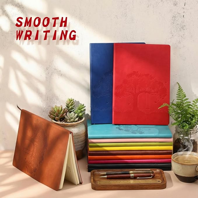 TaoBary 72 Pcs Employee Appreciation Gift A5 PU Leather Journals Bulk Colorful Tree Lined Journal Notebook Soft PU Leather Cover Ruled Writing Notebook for Office School Teacher Nurse (Bright Colors)