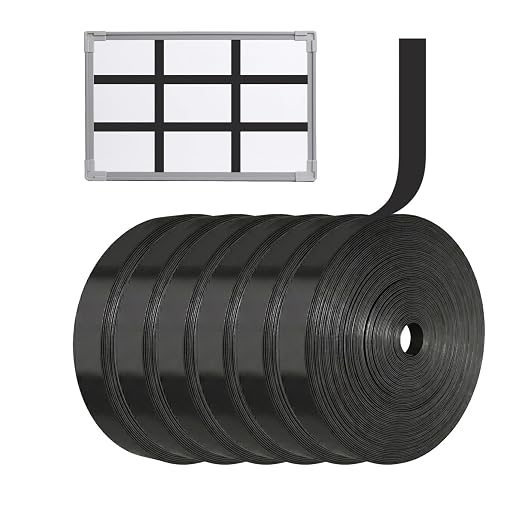CHUNNIAO Black Magnetic Tape for Jumbo Whiteboard,Line Gridding Tape - 1/2" Width,Value Pack 6 Rolls(Total 300 Feet)