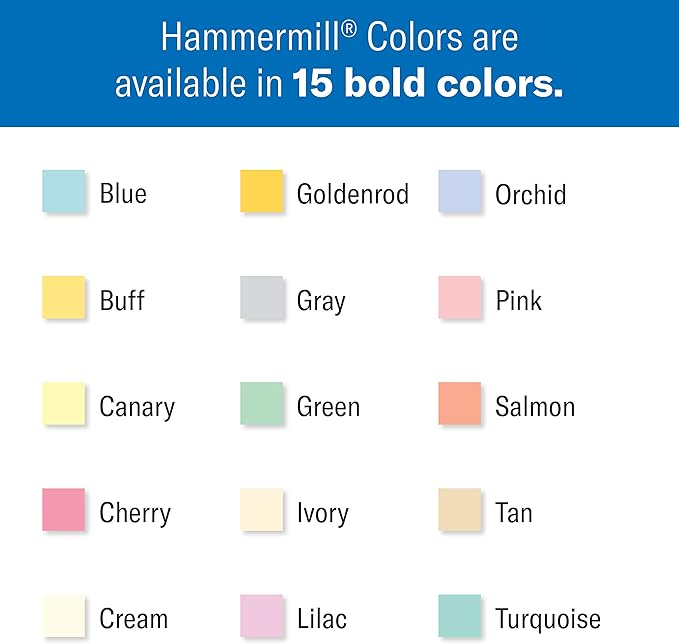 Hammermill Colored Paper, 20 lb Ivory Printer Paper, 8.5 x 11 - Made in the USA, Pastel Paper, 103176R - 1 Ream (500 Sheets)