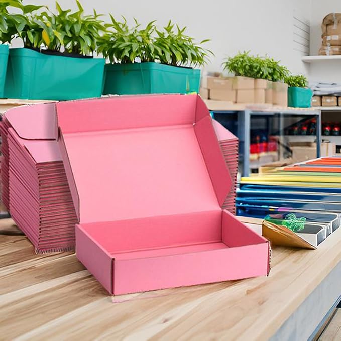 Small Shipping Boxes 13x10x2 Inches – Pink Corrugated Cardboard Boxes (20-Pack) for Mailing, Packing, Small Business & Gift Packaging - Recyclable & Sturdy