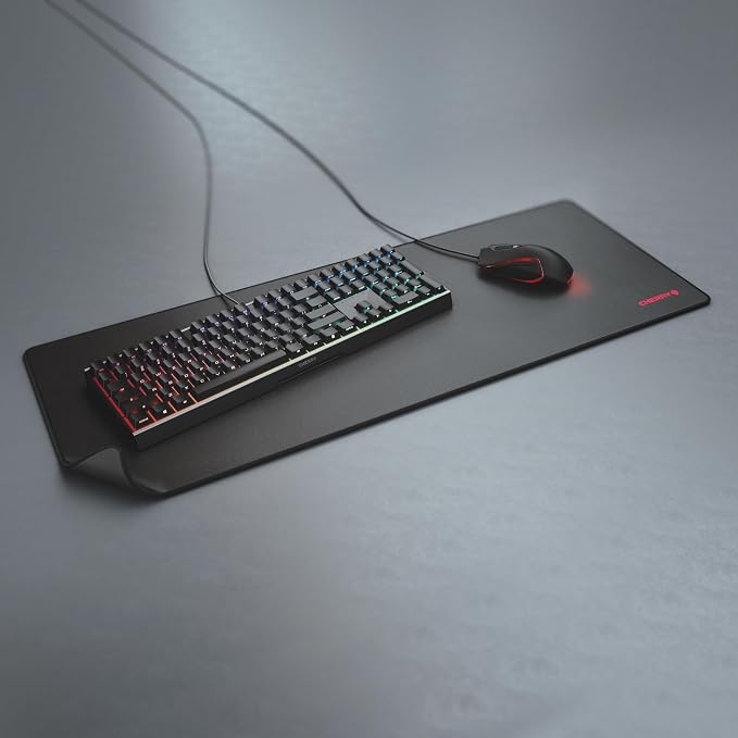 Cherry MP 2000, Premium Mouse Pad in XXL (31.50" x 13.78" x 0.20"), Smooth Fabric Surface for Precision, Sewn Edges, Non-Slip Bottom, Rollable, Comfortable, Black
