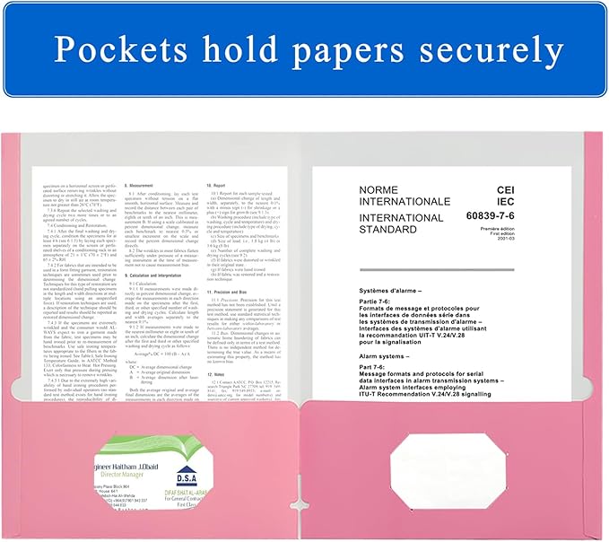 Zzrywuty File Folders with Pockets Letter Size 25-Pack Paper Folders with Card Slot,Pink Two Pocket Folders for School Students,Businessmen,Home and Office Workers