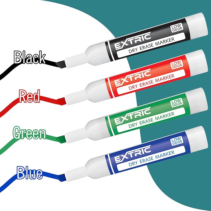EXTRIC Dry Erase Markers Bulk Set of 48, Whiteboard Markers Bulk 4 Colors Chisel Tip White Board Markers, Red Blue Green Black Dry Erase Marker