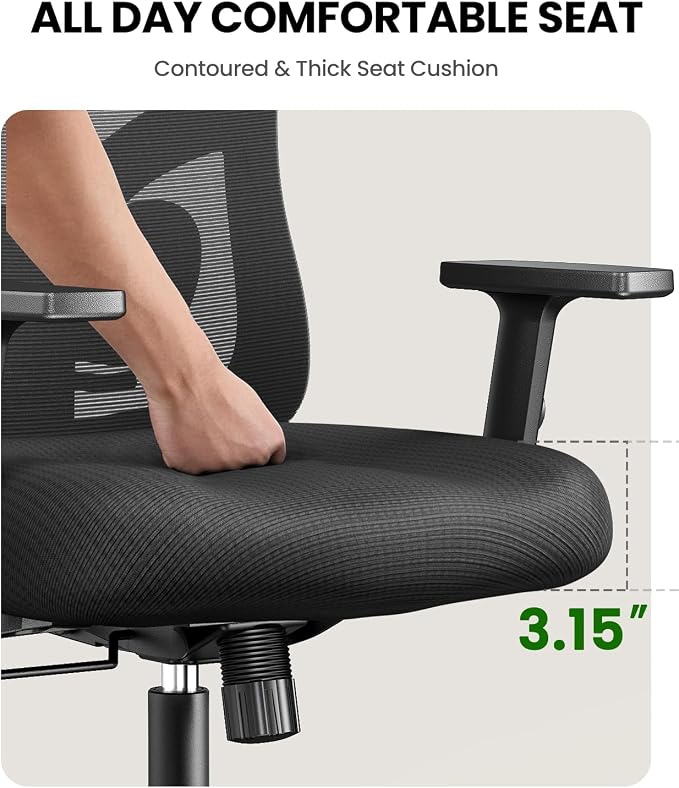 Marsail Ergonomic Office Chair Ergonomic Gaming Chair with Lumbar Support, 2D Headrest, Adjustable Armrests, Contoured Seat Cushion, Computer Desk Chair with Wheels for Home and Office, Pack of 4
