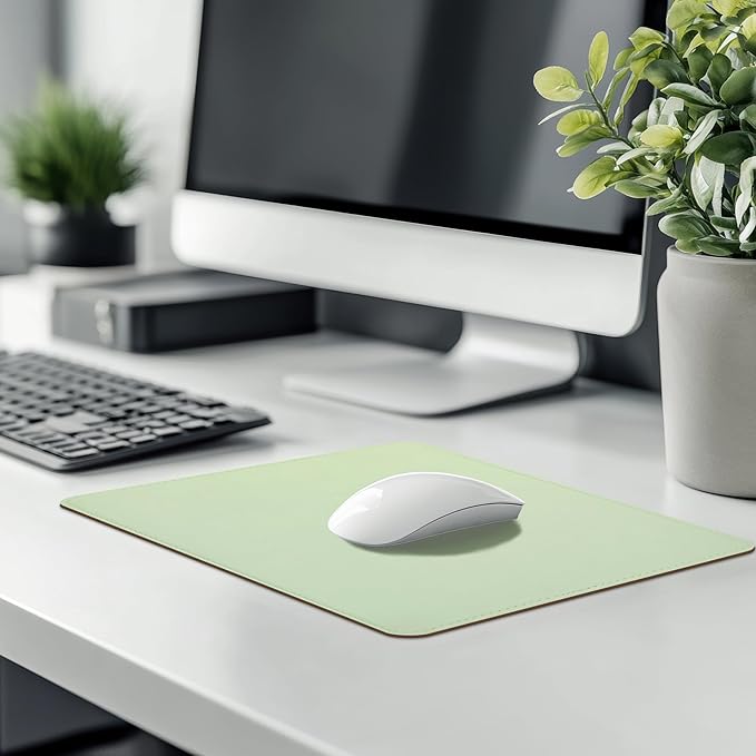 Mouse Pad, PU Mouse Pad，Leather Mouse Pad with Stitched Edge Micro-Fiber Base with Non-Slip Waterproof，Mouse Pad for Computers，Laptop, 8x11Inch (Fresh Green)
