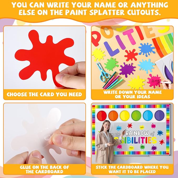 Art Painting Bulletin Board Set You are a Rainbow of Possibilities Classroom Decorations Colorful Motivational Writable Paint Cutouts Classroom Decorations for Back to School Chalkboard Wall Decor