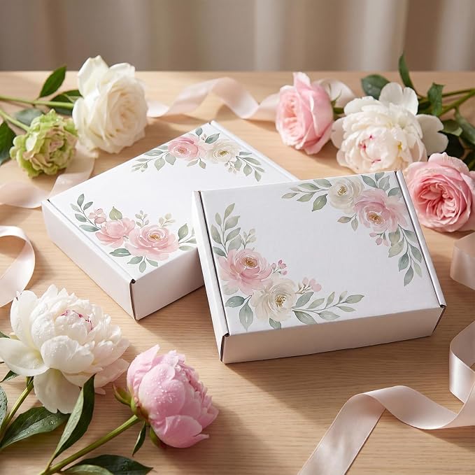 HORLIMER 9x6.5x2 inches Shipping Boxes Set of 50, White Corrugated Cardboard Box Literature Mailer