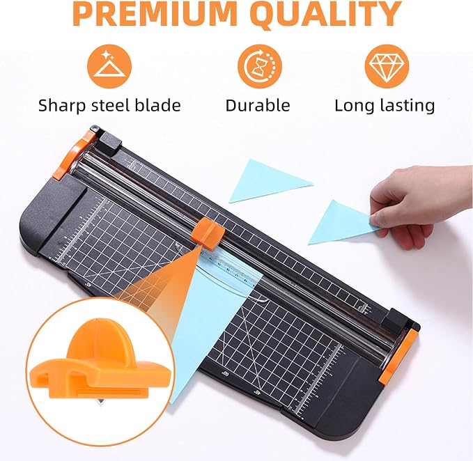 157400-1001 Paper Trimmers Blades Replacement for Fiskars TripleTrack | High-profile Style I Blades for 12" Portable Paper Cutter, Cuts Paper Photos Cardstock, Replaces 1968701005