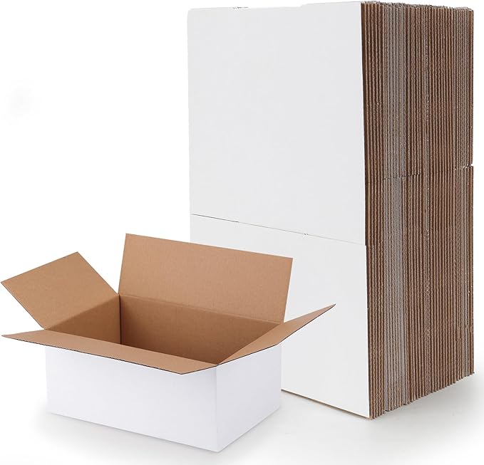 RLAVBL 9x6x4 Shipping Boxes Set of 40, White Corrugated Cardboard Box for Packing, Mailing, Business