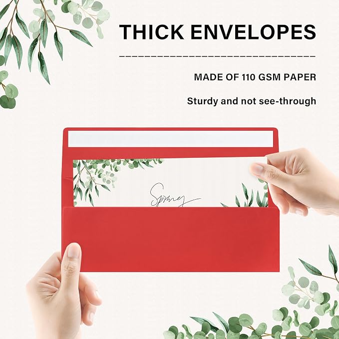 200 Pack #10 Red Envelopes Letter Size Self Seal Business Envelopes | Security Mailing Envelopes, 4 1/8 x 9 1/2 Inches