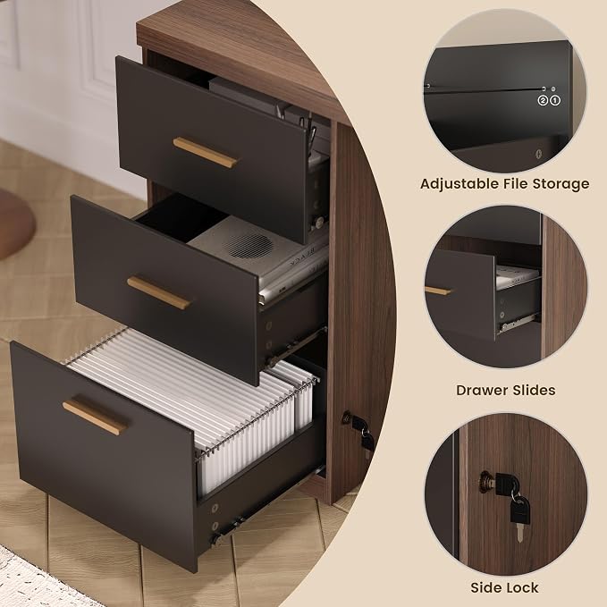 71'' Executive Standing Desk with Hutch, Power Outlet | Computer Desk with Hutch, Adjustable Dual-Workstation with Storage, Privacy Panel, Whole Piece Desktop, Black Walnut
