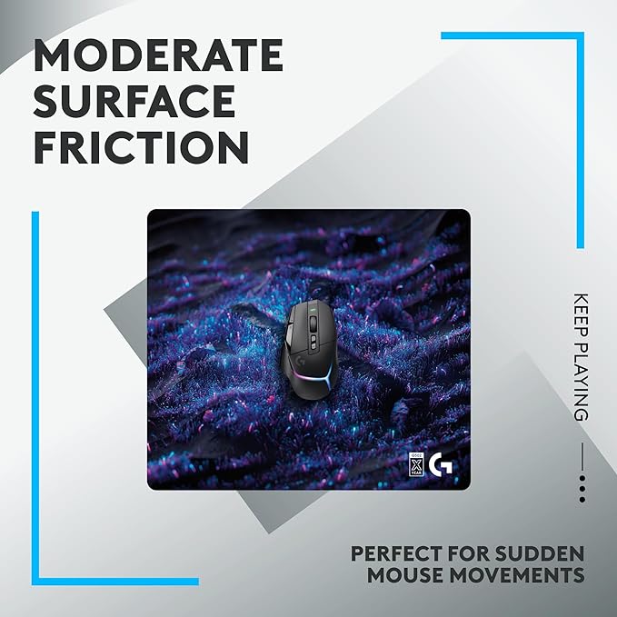 Logitech G640 SE Large Cloth Gaming Mouse Pad, Optimized for Gaming Sensors, Moderate Surface Friction, Non-Slip Mouse Mat - 10th Anniversary