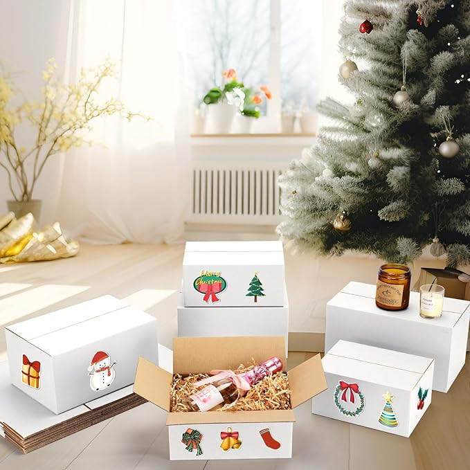 Eupako 12 Pack Small Shipping Boxes Assorted Sizes, White Corrugated Box Mailers, 8x6x4 &9x6x4 & 10x7x5 & 11x6x6 3 PCS Each Small Boxes, Cardboard Boxes for Packaging Small Business, Mailing