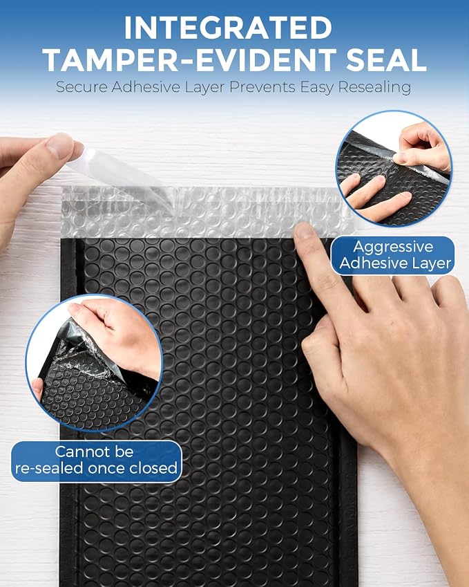 GSSUSA Black Bubble Mailers 6x10" 600 Pack Padded Envelopes Self Seal | 6x9" Usable Size, Shipping Bags for Jewelry Makeup, Strong Adhesion, Tear Proof Waterproof, Small Business Package Supplies