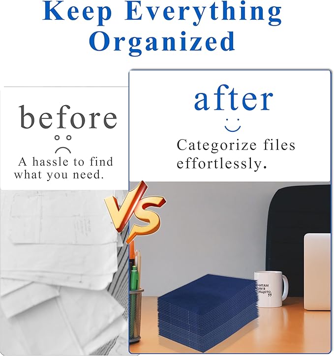 Zzrywuty File Folders with Pockets Letter Size,50-Pack Paper Folders with Card Slot,Blue Two Pocket Folders for School Students,Businessmen,Home and Office Workers