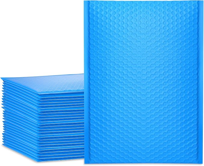 UCGOU Bubble Mailers 9.5x14.5" 25 Pack Usable Size 9.5x13.5" Blue Padded | #4 Waterproof Self Seal Adhesive Large Padded Envelopes for Small Business Bubble Packaging Envelopes for Mailing Jewelry