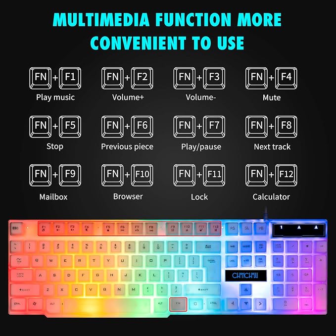 CHONCHOW RGB Gaming Keyboard and Mouse Combo,USB Wired Light Up Keyboard | Rainbow LED Lit Backlight Keyboard Mouse Set for Computer Windows PC PS4 Xbox Laptop iMac Resberry Pi