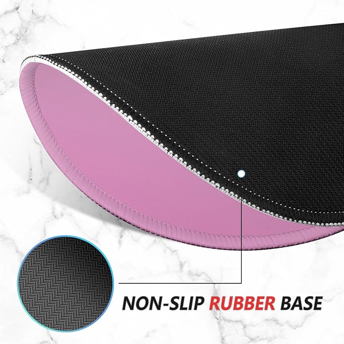 ITNRSIIET Mouse Pad Non-Slip Rubber Base Smooth Surface Stitched Edges Waterproof Durable Compatible with All Mice for Office & Gaming, Desk Accessory, 8.7x8.3x0.12 inch, Blush Gradient