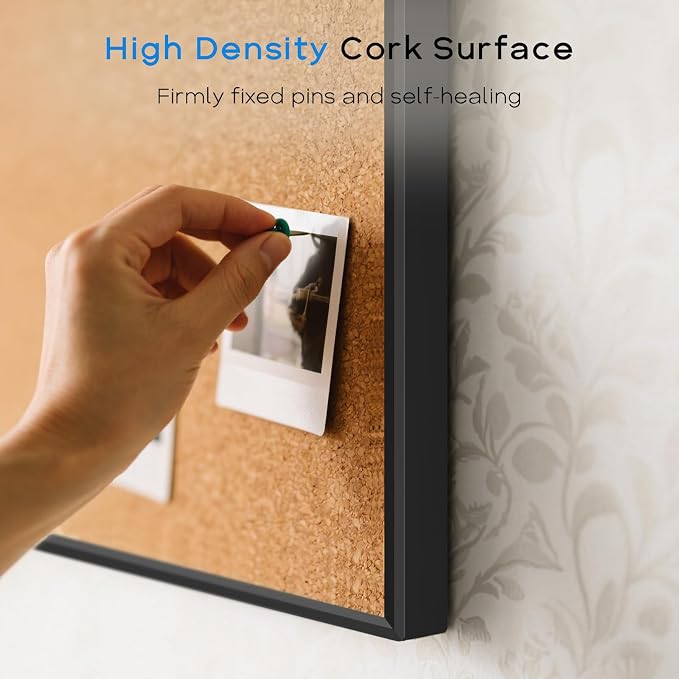 Magnetic Dry Erase White Board & Cork Board Combo, 36"x24", Wall Mounted | Black Aluminum Frame, Dry Erase Board and Cork Bulletin Board, Vision Board, for Home Office, School, Kitchen