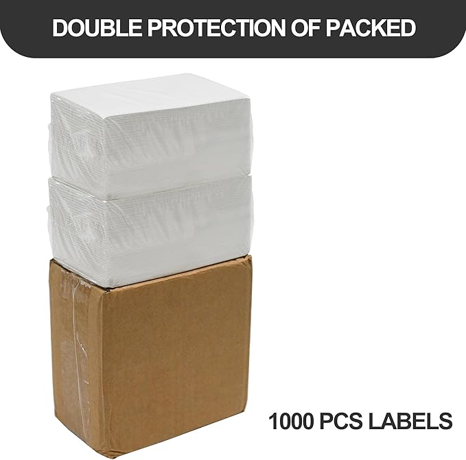 L LIKED 3" x 5" Direct Thermal Labels, 1000 PCS Thermal Printer Shipping Labels for Small and Microenterprise, Compatible with Zebra & Rollo Printers, Perforated Line, White