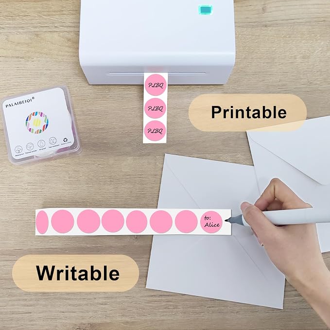 1 Inch Round Thermal Sticker Labels,Color Dot Stickers,Label Stickers,Waterproof,Oil Proof,for Thermal Printers,DIY,Office,Retail,Home and Warehouse Organization(Pink,1000 Pcs)