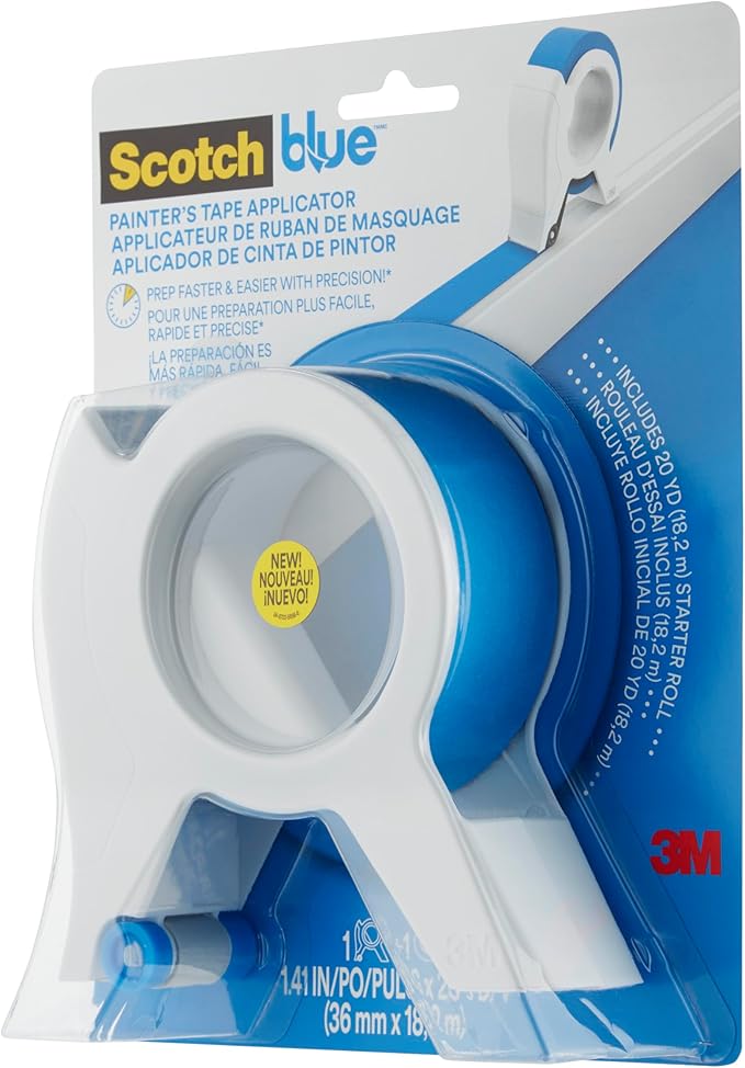Scotch Blue Painters Tape Applicator, Applies Painter's Tape in One Continuous Strip, Paint Tape Applicator for Trim, Windows and Door Frames, 1.41 Inches x 20 Yards, 1 Starter Roll (TA3-SB-ESF)