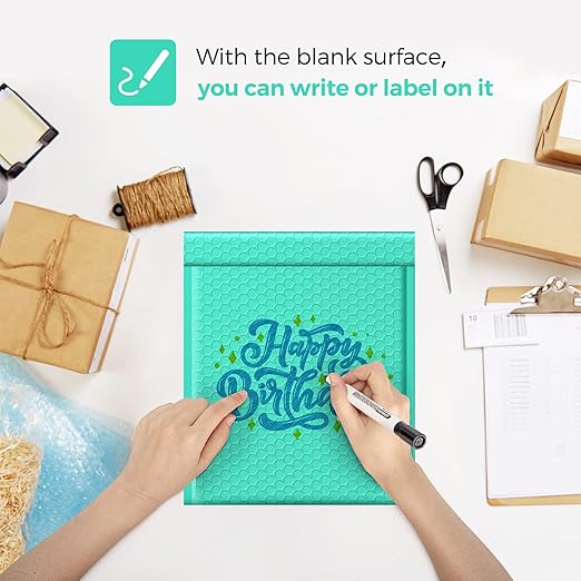 Fuxury Teal Bubble Mailers 8.5x12" Padded Envelopes 500 Pack Usable Size 8.5x11" Strong Adhesion Bubble Mailer Thick Padded Envelopes for Small Business Mailing Books Clothes Makeup Supplies #2