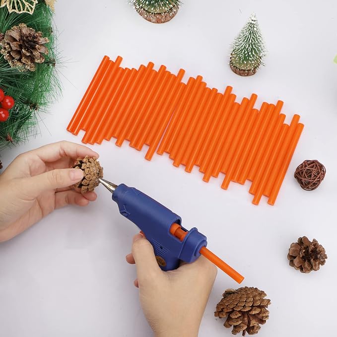 Orange Hot Glue Sticks, 36 Pack Mini Hot Melt Glue Sticks Colored, High Low Temp Adhesive Glue Sticks for Crafts, Christmas Decoration, Art, DIY, Bonding Gluing Project, 4" Long x 0.27" Dia