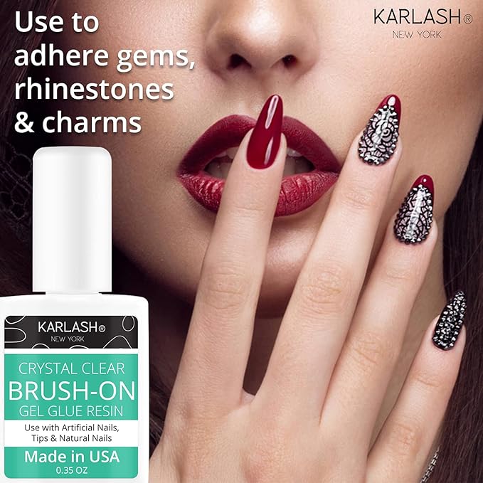 Karlash Super Strong Brush On Nail Glue for Acrylic Nails and Press on Nails Nail Bond Nail Glue Adhesive, Perfect for False Acrylic Nail Art, Glitter, Gems, White Clear Tip (2 Piece)