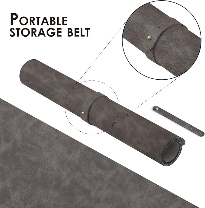 Distressed Leather Desk Mat - Non-Slip PU Desk Pad for Office and Home - Desk Organization and Accessories - Ideal for Large Mouse Pad and Desk Mats on Top of Desks(Slate Gray,47.2"x 17")
