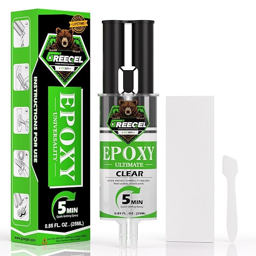 2 Part Clear Epoxy Glue 5 Minute Set Adhesive, 0.85 oz Syringe | Fast-Setting 2-Part Strong Epoxy Adhesive, Clear Ultra Strong Epoxy Resin Glue for Plastic, Metal, Glass, Ceramic