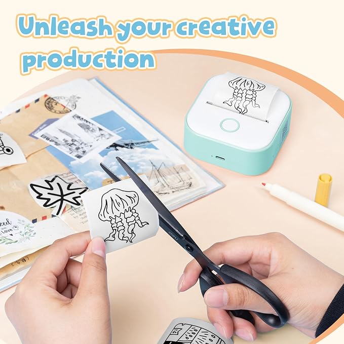 Phomemo Sticker Paper- for T02/T02Pro/Q02E/M02X/Y02C/Q02 Mini Printer, White Thermal Sticker for Study Notes, Photo, DIY, Stickers, Image Time 2 Years, Black on White Sticky Paper, 50mm x3.5m, 3 Rolls