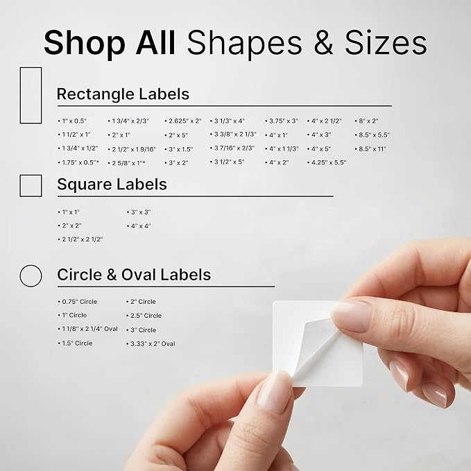 1" X 1" Matte White Printable Labels (100 Sheets, 6300 Stickers) | Custom Stickers, Logo and Barcode Stickers for Laser & Inkjet Printers - Spartan Industrial Template S001