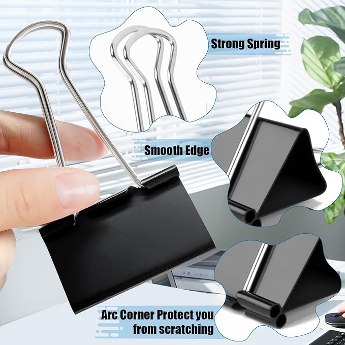 Extra Large Binder Clips 2.4 Inch(48 Pack), Upgrade Large Binding Clips Jumbo Paper Clips, Heavy Duty Big Clamps for Office and Home Supplies, Black | Heavy Duty Big Clamps for Office and Home Supplies, Black