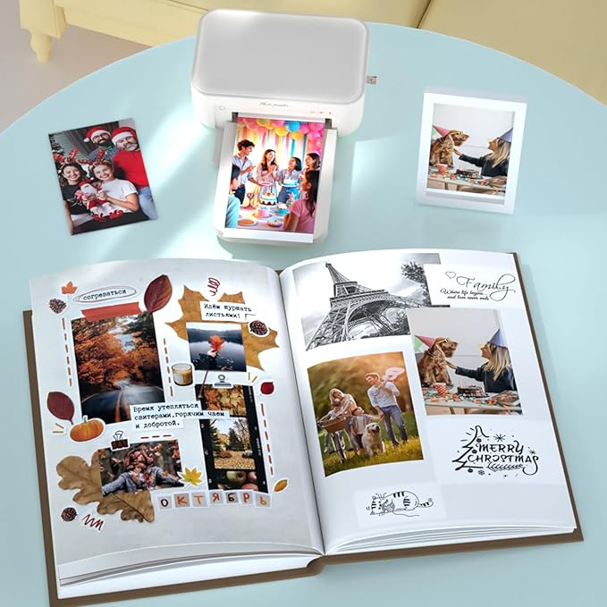 HPRT 4x6 Photo Printer with 108 Sheet & 2 Ribbon, Portable Picture Printer for iPhone & Android Smartphone, Instant Photo Printer, Bluetooth Small Phone Photo Printer, Home Use, Ideal Gift, White