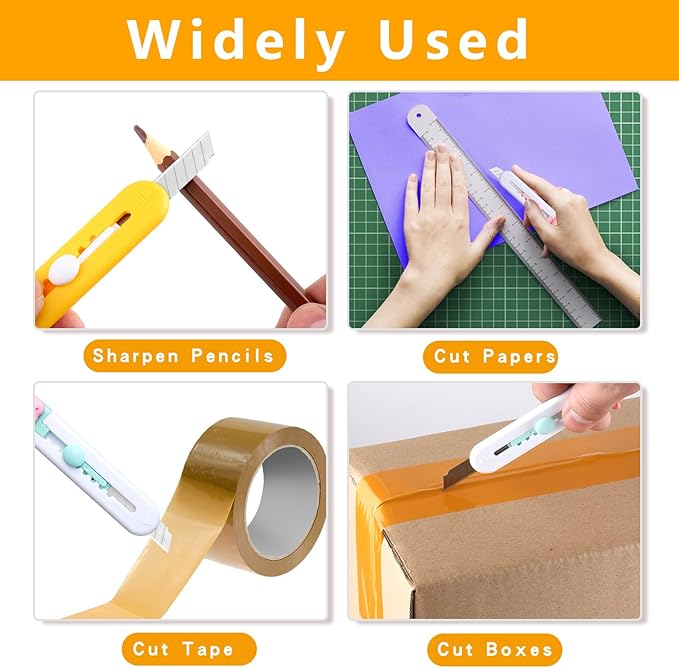 Box Cutter Retractable Mini Utility Knife Small Safety Cutter, Open Clamshell Packaging, Box Opener, Trim Photos, Arts Crafts, Cartons, Cardboard, Letter Opener 6 Pack