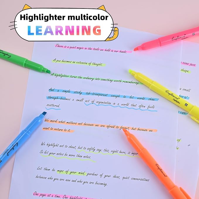 Assorted Colors Fluorescent Highlighters, 15 Count, with 120 Pcs Sticky Index Tabs, Chisel Tip Colored Highlighter Bulk, Quick Drying, Perfect for Students Adults Classroom, School, Office
