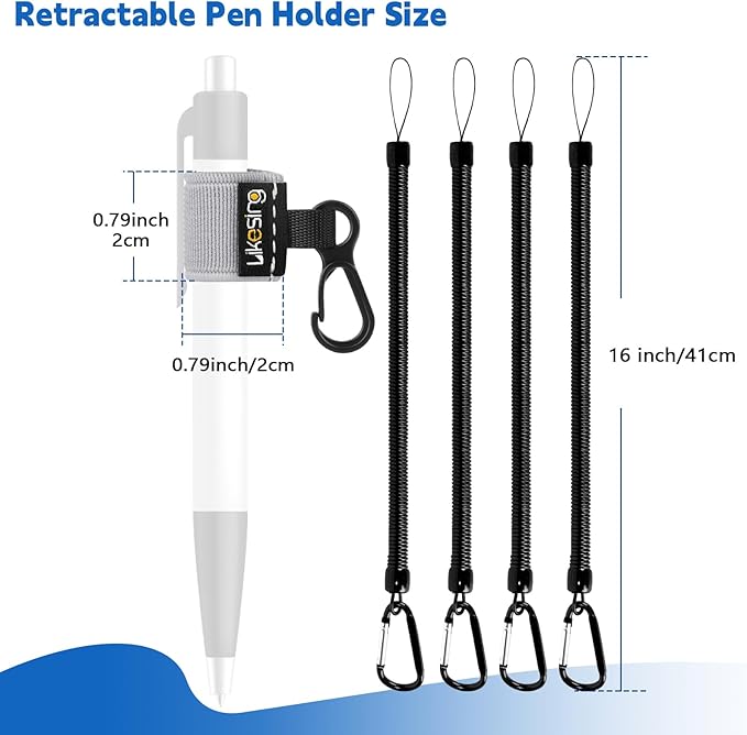 Pen Holder for Lanyard, 4 Set Elastic Retractable Pencil Holder with Spring Lanyard for Clipboard, Pen Leash for Nurses, Teachers, Waitres, Carpenters, Construction Workers(Light-colored)