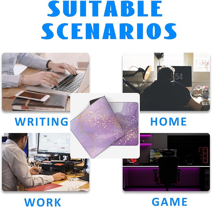 Desk Mat, Purple Rose and Lavender Liquid Marble Extended Gaming Mouse Pad Large, 31.5"x11.8" Big Mouse Pad with Non-Slip Base and Stitched Edge, Long Computer Keyboard Mouse Mat for Home Office Work